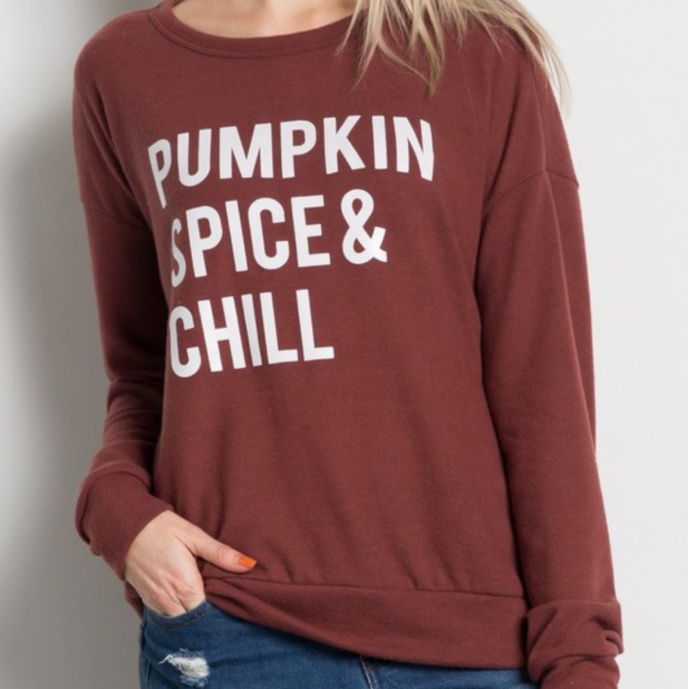 Pumpkin spice and chill graphic top